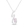 Thumbnail Image 1 of Oval-Cut Lab-Created Opal & White Lab-Created Sapphire Swirl Necklace Sterling Silver 18&quot;