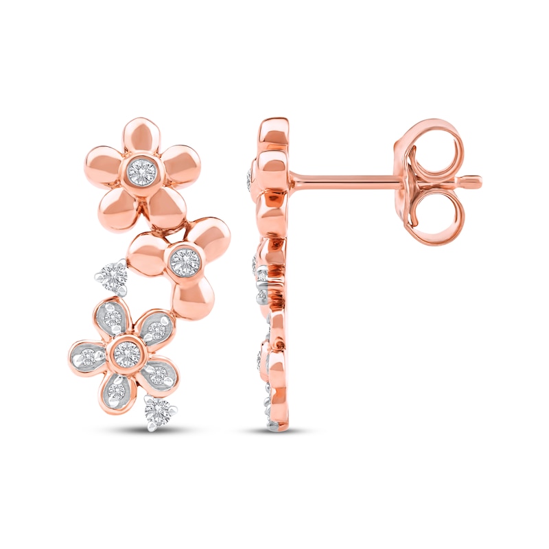 Main Image 3 of Diamond Flower Trio Earrings 1/8 ct tw 10K Rose Gold