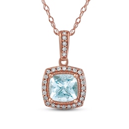 Aquamarine & Diamond Necklace 1/20 ct tw 10K Rose Gold 18&quot;