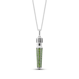 Star Wars Jedi Master Lightsaber Green Tourmaline, Chrome Diopside & Black Diamond Accent Necklace Sterling Silver 18&quot;