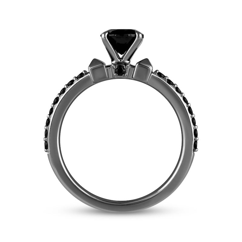 Main Image 3 of Ink & Ice Round-Cut Black Diamond Engagement Ring 1-1/4 ct tw Black Rhodium-Plated 14K White Gold