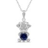 Thumbnail Image 1 of Heart-Shaped Blue Lab-Created Sapphire & White Lab-Created Sapphire Puppy Necklace Sterling Silver 18&quot;