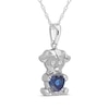 Thumbnail Image 2 of Heart-Shaped Blue Lab-Created Sapphire & White Lab-Created Sapphire Puppy Necklace Sterling Silver 18&quot;