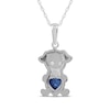 Thumbnail Image 3 of Heart-Shaped Blue Lab-Created Sapphire & White Lab-Created Sapphire Puppy Necklace Sterling Silver 18&quot;