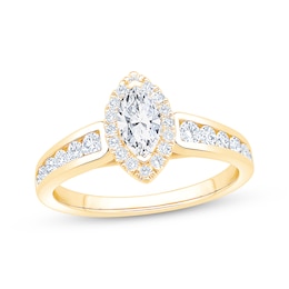 Now + Forever Marquise-Cut Diamond Halo Engagement Ring 1 ct tw 14K Yellow Gold