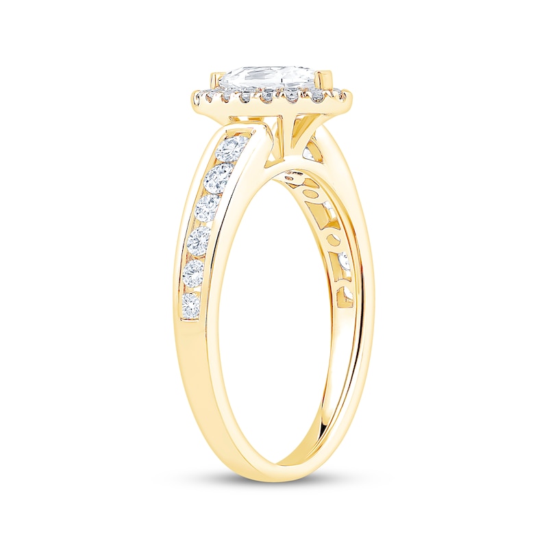 Main Image 2 of Now + Forever Marquise-Cut Diamond Halo Engagement Ring 1 ct tw 14K Yellow Gold