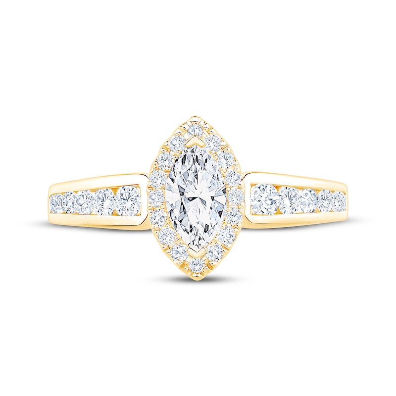 Main Image 3 of Now + Forever Marquise-Cut Diamond Halo Engagement Ring 1 ct tw 14K Yellow Gold