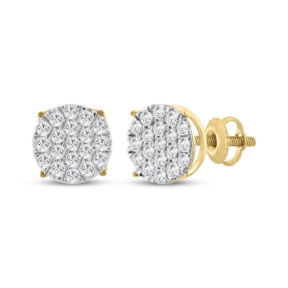 KAY Lab-Grown Diamonds Men's Circle Stud Earrings 1/2 ct tw Men's 10K Yellow Gold