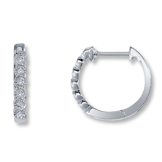 Diamond Hoop Earrings 1/8 ct tw Round-Cut 10K White Gold | Kay