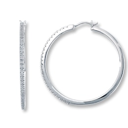 Diamond Hoop Earrings 1/4 ct tw Round-cut Sterling Silver