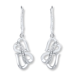 Infinity/Heart Earrings 1/15 ct tw Diamonds Sterling Silver