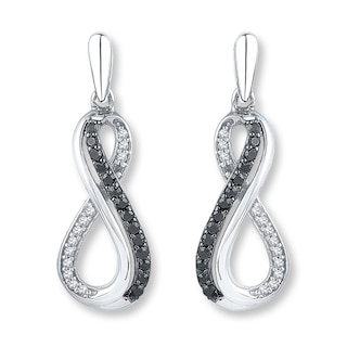 Diamond Infinity Earrings 1/4 ct tw Black & White Sterling Silver | Kay