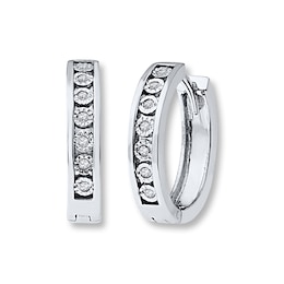 Diamond Hoop Earrings 1/20 ct tw Round-cut Sterling Silver