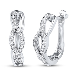 Diamond Hoop Earrings 1/5 ct tw Round-cut Sterling Silver