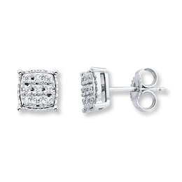 Diamond Stud Earrings 1/10 ct tw Round-cut Sterling Silver