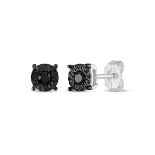 Men's Black Diamond Stud Earrings 1/4 ct tw Round Gold Ion-Plated Stainless  Steel