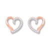 Thumbnail Image 1 of Diamond Heart Earrings 1/10 ct tw Round-cut 10K Rose Gold