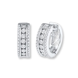 Diamond Hoop Earrings 1/3 ct tw Round-cut Sterling Silver