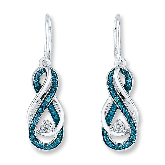 Diamond Infinity Earrings 1/15 ct tw Blue/White Sterling Silver | Kay