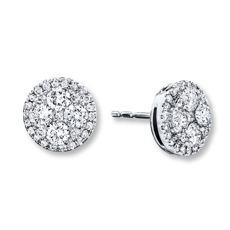 Diamond Earrings 7 8 Ct Tw Round Cut 14k White Gold Womens