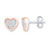 Thumbnail Image 1 of Heart Earrings 1/6 ct tw Diamonds Sterling Silver & 10K Rose Gold