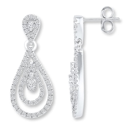 Diamond Earrings 3/4 ct tw Round-cut 10K White Gold