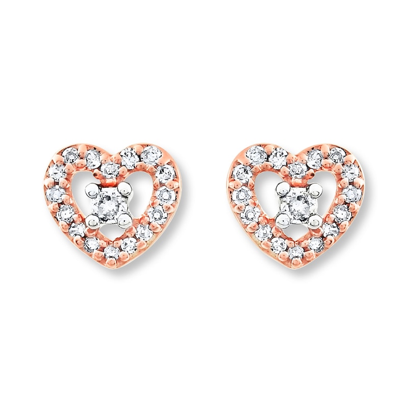 Diamond Heart Earrings 1/10 Carat tw 10K Rose Gold