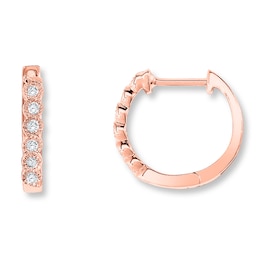 Diamond Hoop Earrings 1/8 ct tw Round-cut 10K Rose Gold