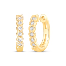 Diamond Hoop Earrings 1/8 ct tw Round-Cut 10K Yellow Gold