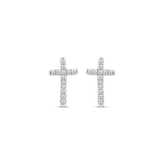 Petite Diamond Cross Earrings 1/20 ct tw 10K White Gold | Kay