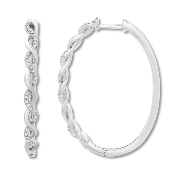 Diamond Twist Hoop Earrings 1 5 Ct Tw Round Cut Sterling