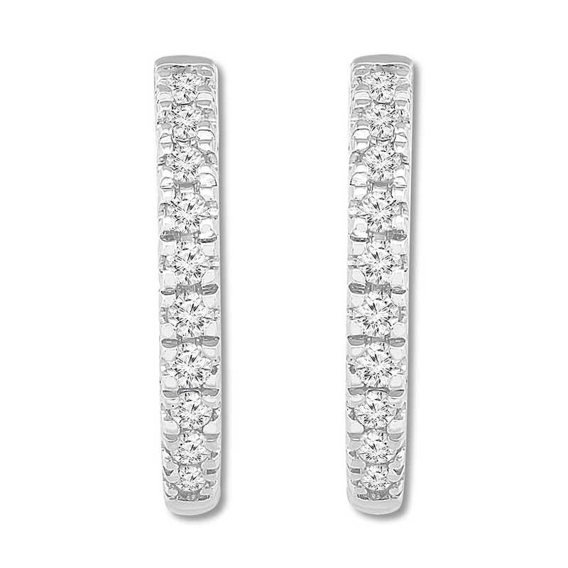 Main Image 1 of Diamond Hoop Earrings 1/5 ct tw Round-cut Sterling Silver