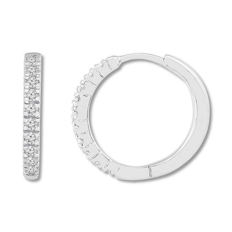 Main Image 2 of Diamond Hoop Earrings 1/5 ct tw Round-cut Sterling Silver