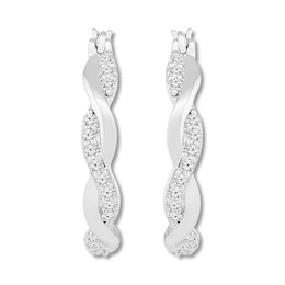 Diamond Twist Hoop Earrings 1/4 ct tw Round-cut Sterling Silver