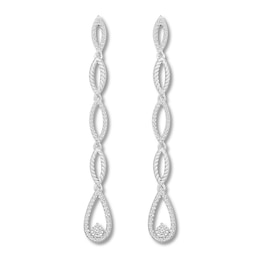 Diamond Dangle Earrings 1/3 ct tw Round-cut Sterling Silver
