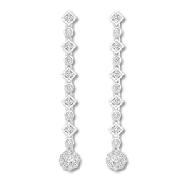 Diamond Dangle Earrings 5/8 ct tw Round-cut 10K White Gold