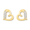 Thumbnail Image 1 of Heart Earrings with Diamonds 10K Yellow Gold