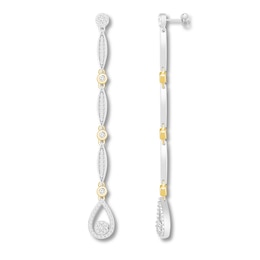 Diamond Drop Earrings 1/2 ct tw Sterling Silver & 10K Yellow Gold