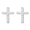 Thumbnail Image 2 of Diamond Cross Earrings 1/20 ct tw Round-cut 10K White Gold