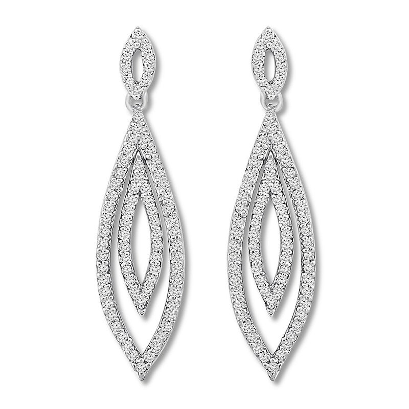 Diamond Dangle Earrings 1/2 ct tw Round-cut 10K White Gold | Kay