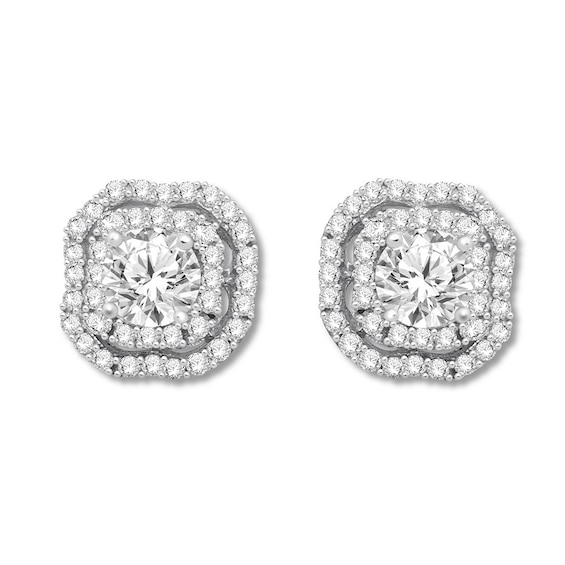 Round Cut Diamond Cluster Jackets for Stud Earrings in 14kt. White Gold  (1.00ct. tw.)