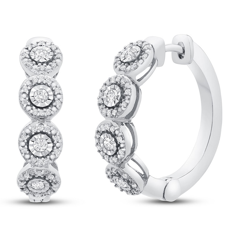 Main Image 1 of Diamond Hoop Earrings 1/4 ct tw Round-cut Sterling Silver