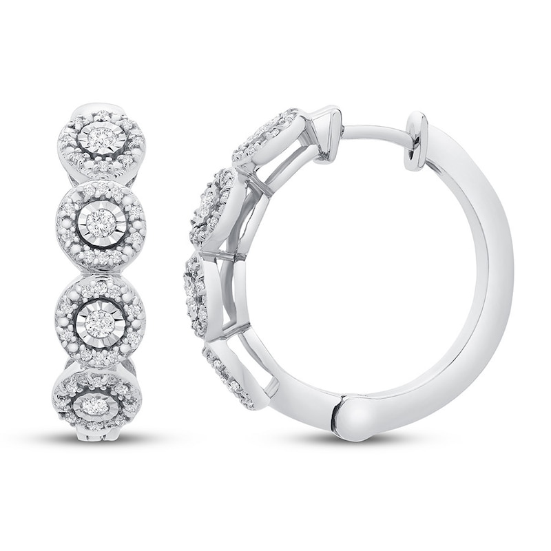 Main Image 2 of Diamond Hoop Earrings 1/4 ct tw Round-cut Sterling Silver