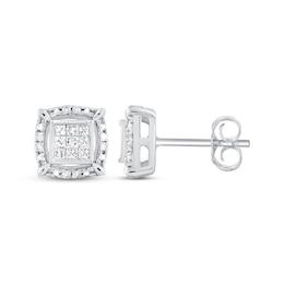 Diamond Earrings 1/5 ct tw Princess & Round 10K White Gold