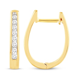 Diamond Hoop Earrings 1/4 ct tw 10K Yellow Gold