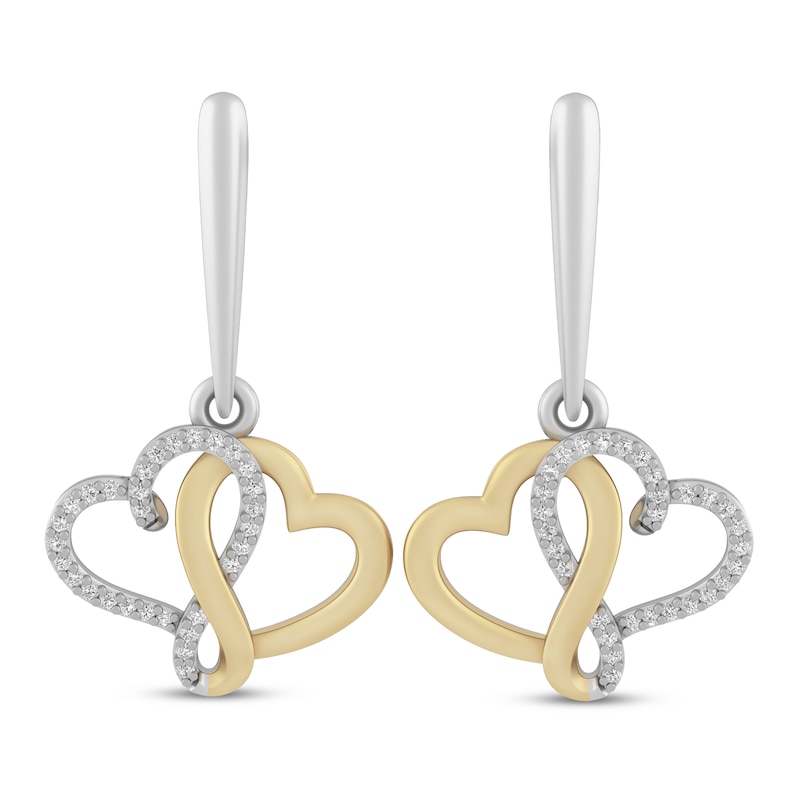 Joining Hearts Diamond Earrings 1/8 ct tw 10K Yellow Gold Sterling Silver