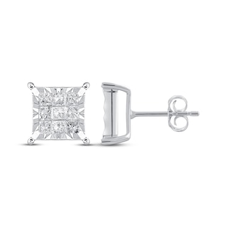 14k White Gold 8-prong Round Brilliant Diamond Stud Earrings (1 Ct. T. –