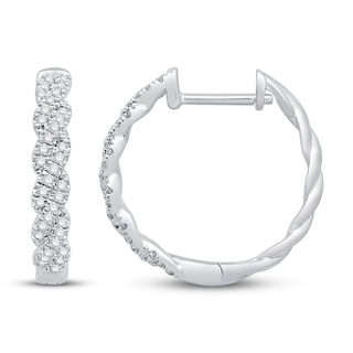 Ribbon Twist Hoop Earrings Sterling Silver 51.7mm