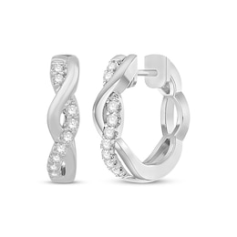 Diamond Twist Hoop Earrings 1/5 ct tw Round-cut Sterling Silver