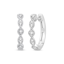 Diamond Twist Hoop Earrings 10K White Gold